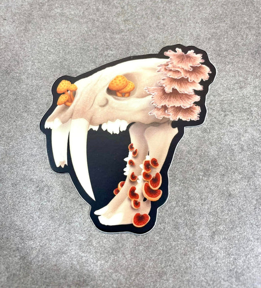 Fungal Sabertooth Skull - Vinyl Die Cut Sticker