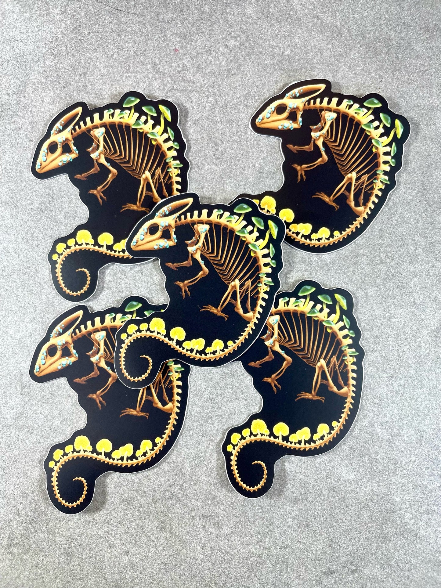 Fungal Chameleon Skeleton Die Cut Vinyl Sticker