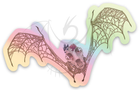 Fungal Bat Skeleton Holographic Sticker