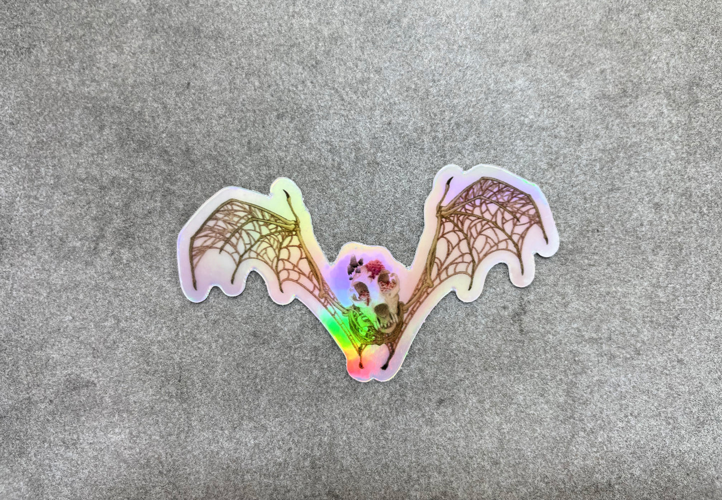 Fungal Bat Skeleton Holographic Sticker