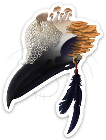 Fungal Crow Skull Sticker