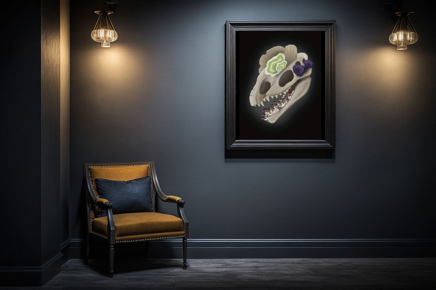 Fungal Dilophosaurus Skull - Art Print