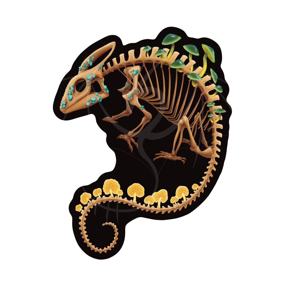 Fungal Chameleon Skeleton Die Cut Vinyl Sticker