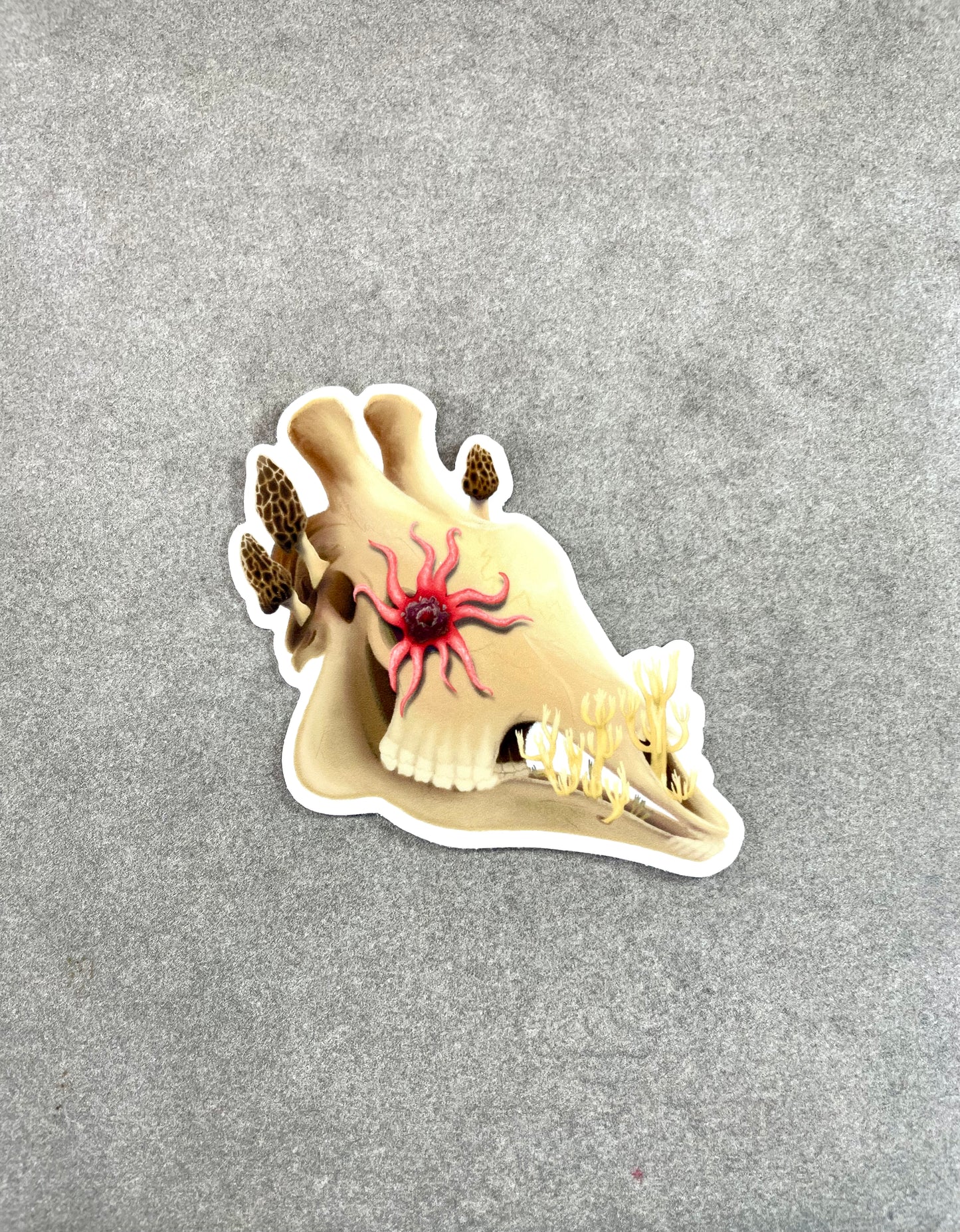 Fungal Giraffe Skull Die Cut Sticker