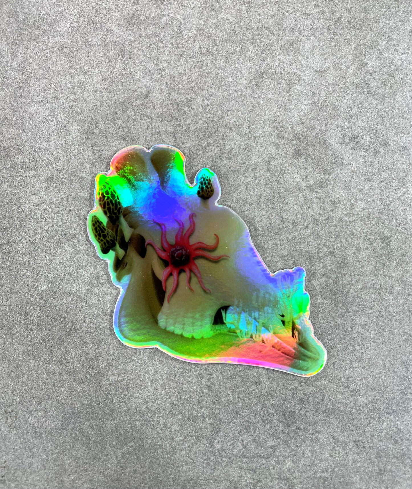 Fungal Giraffe Skull Holographic Sticker