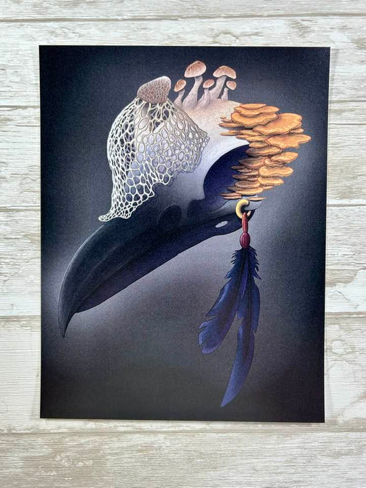 Fungal Crow Skull - Art Print