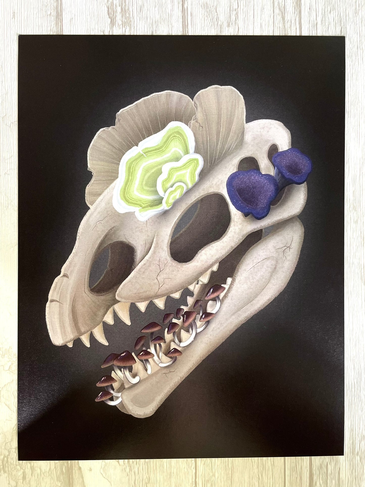 Fungal Dilophosaurus Skull - Art Print