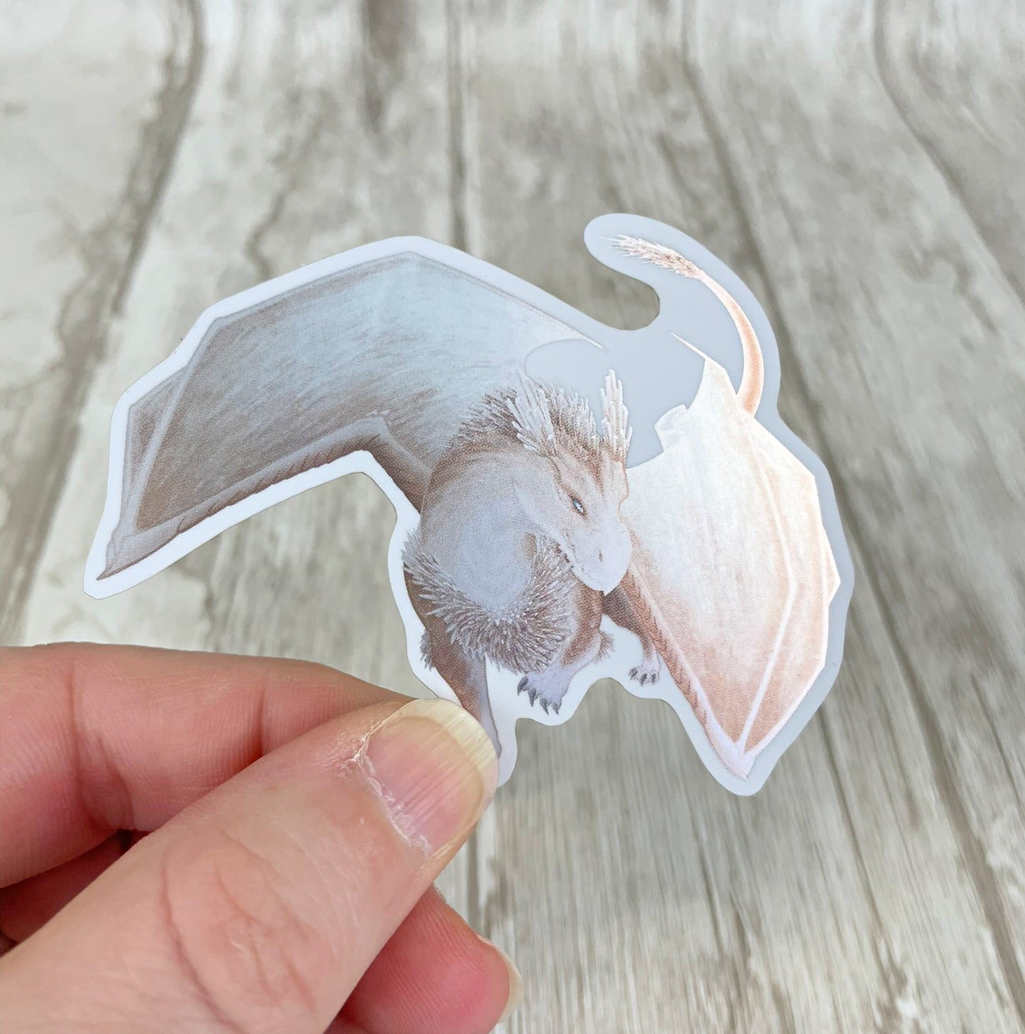 Scolecite Mineral Dragon - Holographic Die Cut Sticker