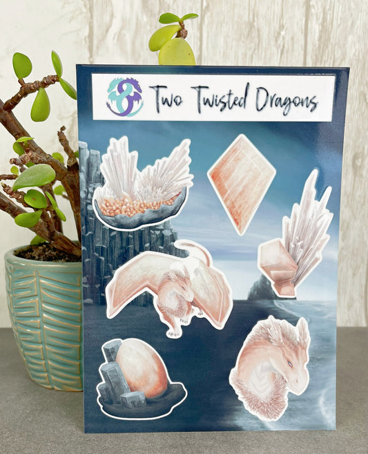 Scolecite Mineral Dragon - Sticker Sheet