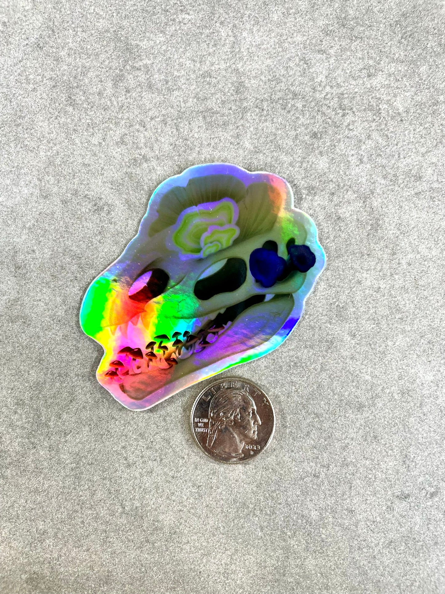 Fungal Dilophosaurus Skull - Holographic Die Cut Sticker