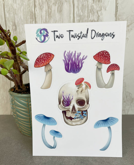 Fungal Human Skull - Sticker Sheet