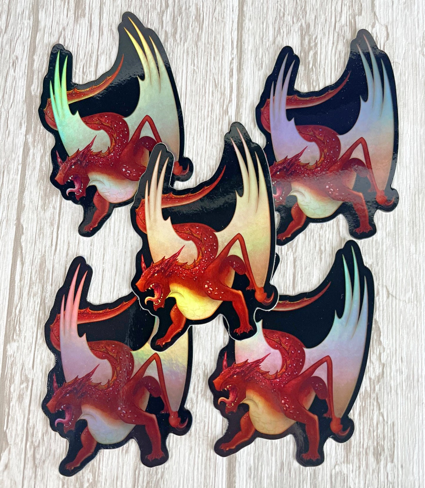 Cinnabar Mineral Dragon - Holographic Die Cut Sticker