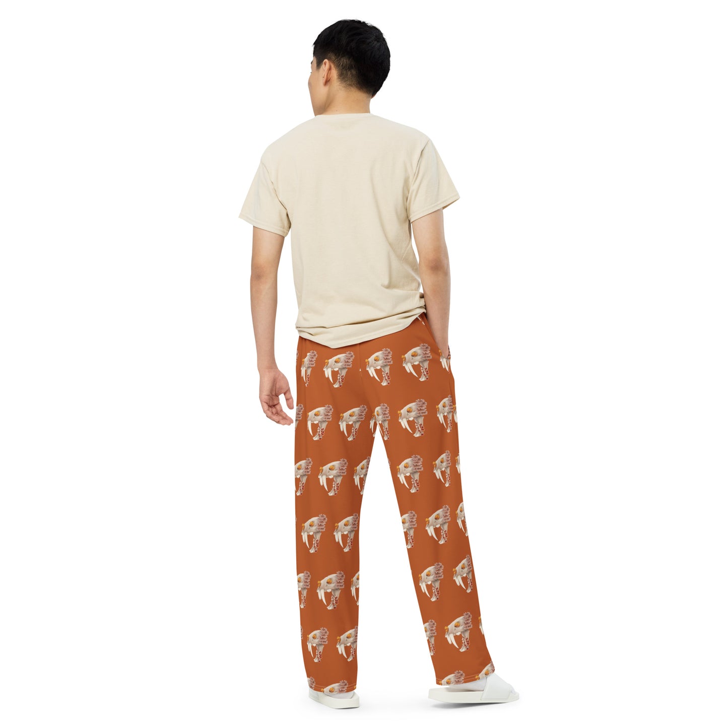 Fungal Sabertooth Skull - All-over print unisex wide-leg pants