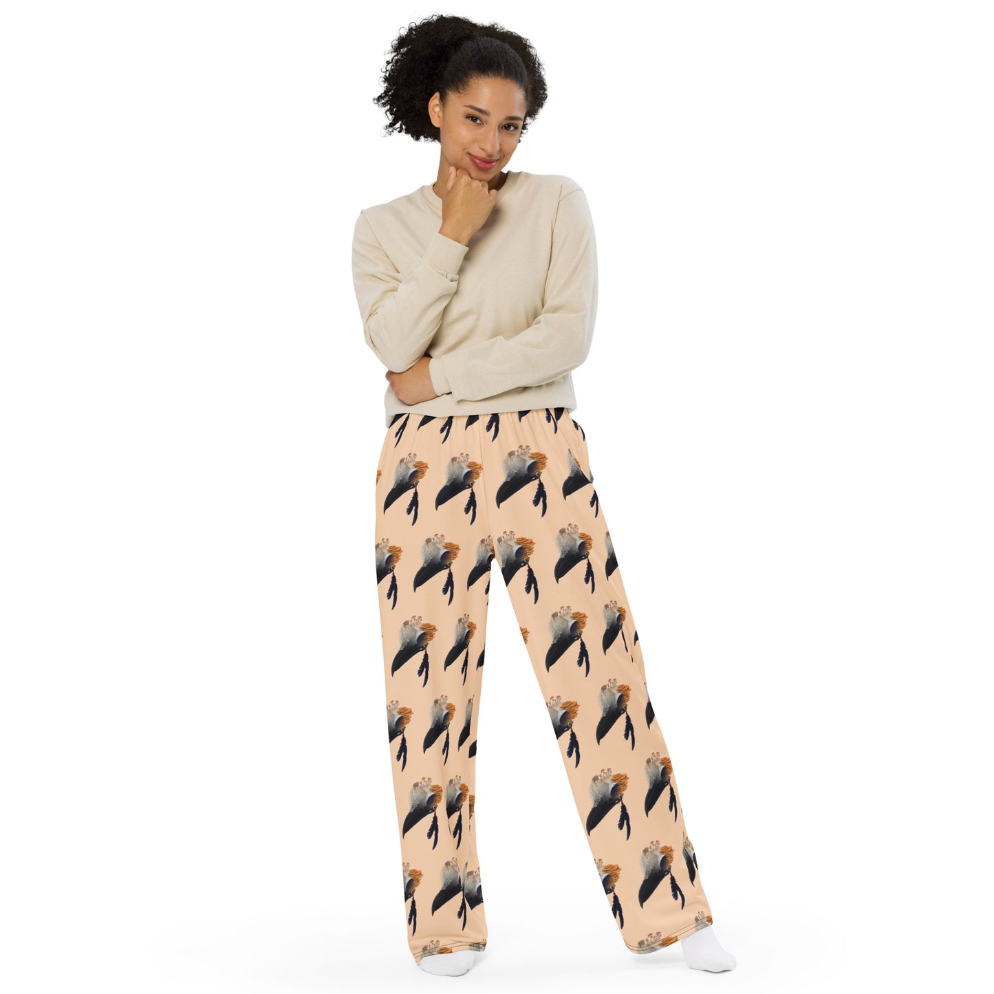 Fungal Crow Skull - All-over print unisex wide-leg pants