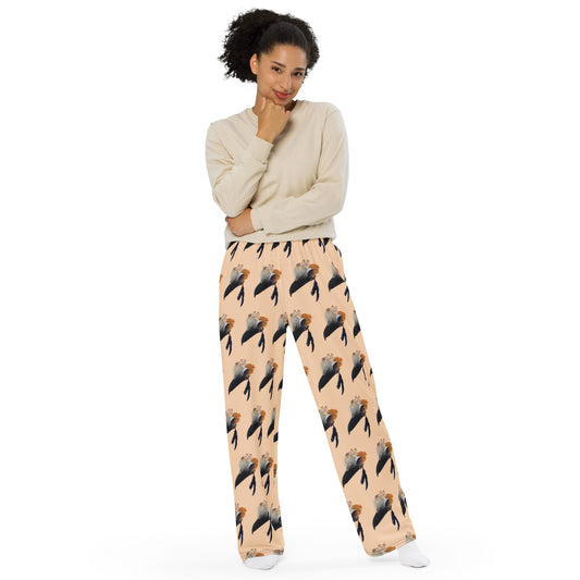 Fungal Crow Skull - All-over print unisex wide-leg pants