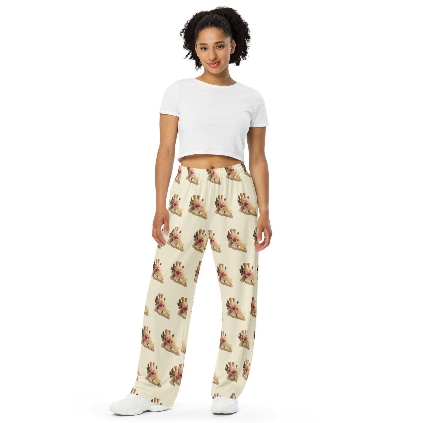 Fungal Giraffe Skull - All-over print unisex wide-leg pants