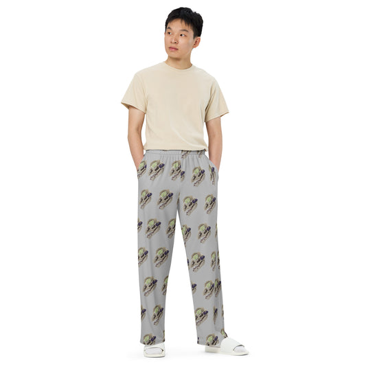 Fungal Dilophosaurus Skull - All-over print unisex wide-leg pants