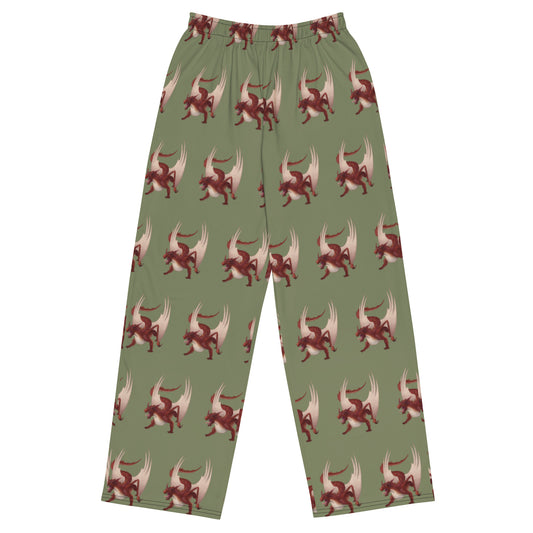 Cinnabar Mineral Dragon - All-Over Print Unisex Wide-Leg Pants