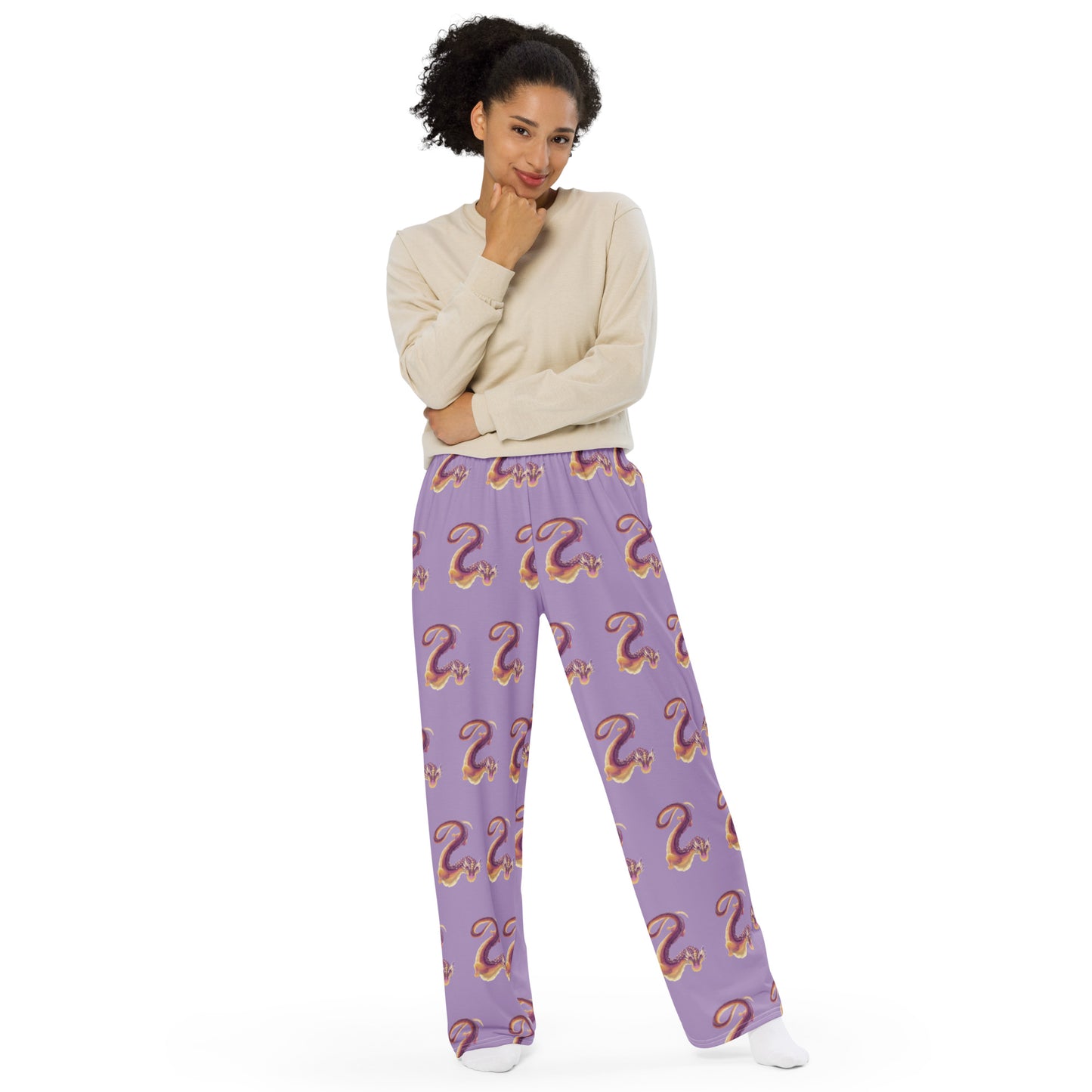 Fluorite Mineral Dragon - All-Over Print Unisex Wide-Leg Pants