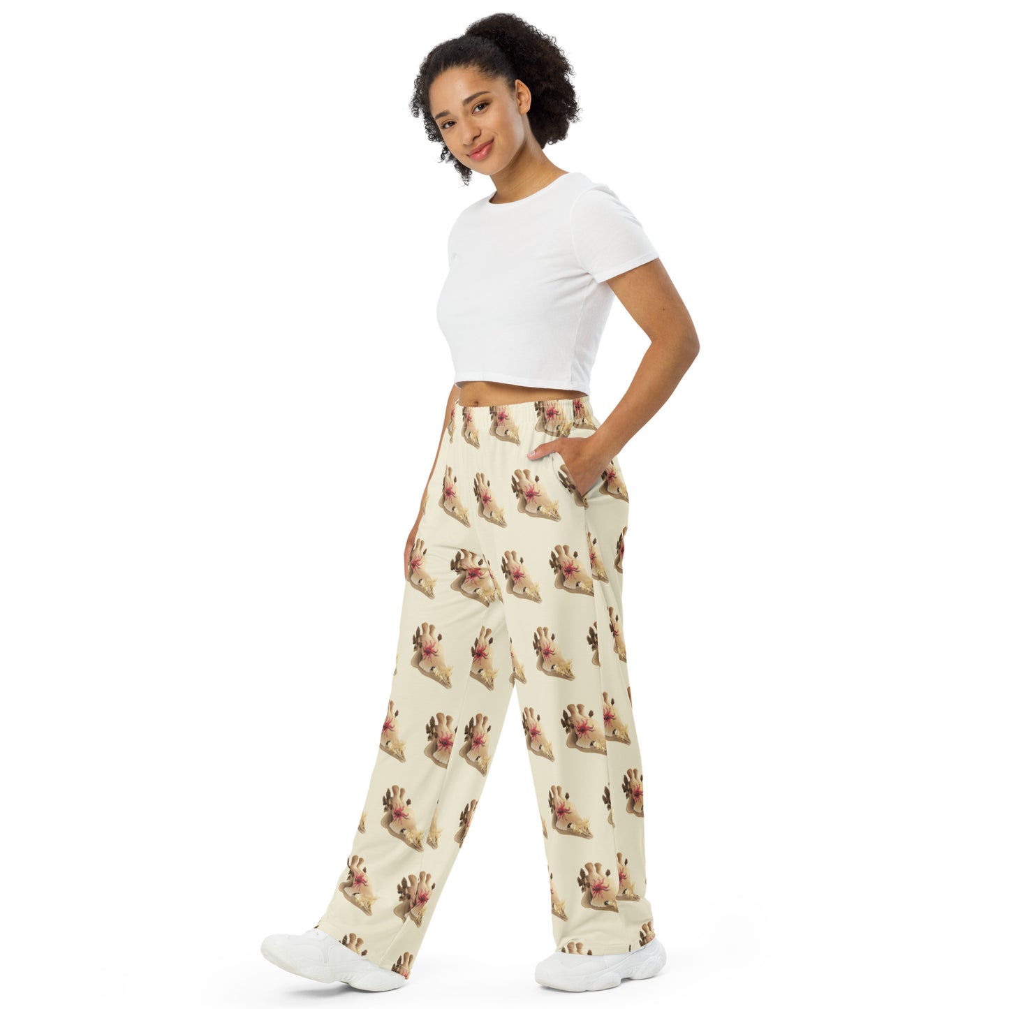 Fungal Giraffe Skull - All-over print unisex wide-leg pants