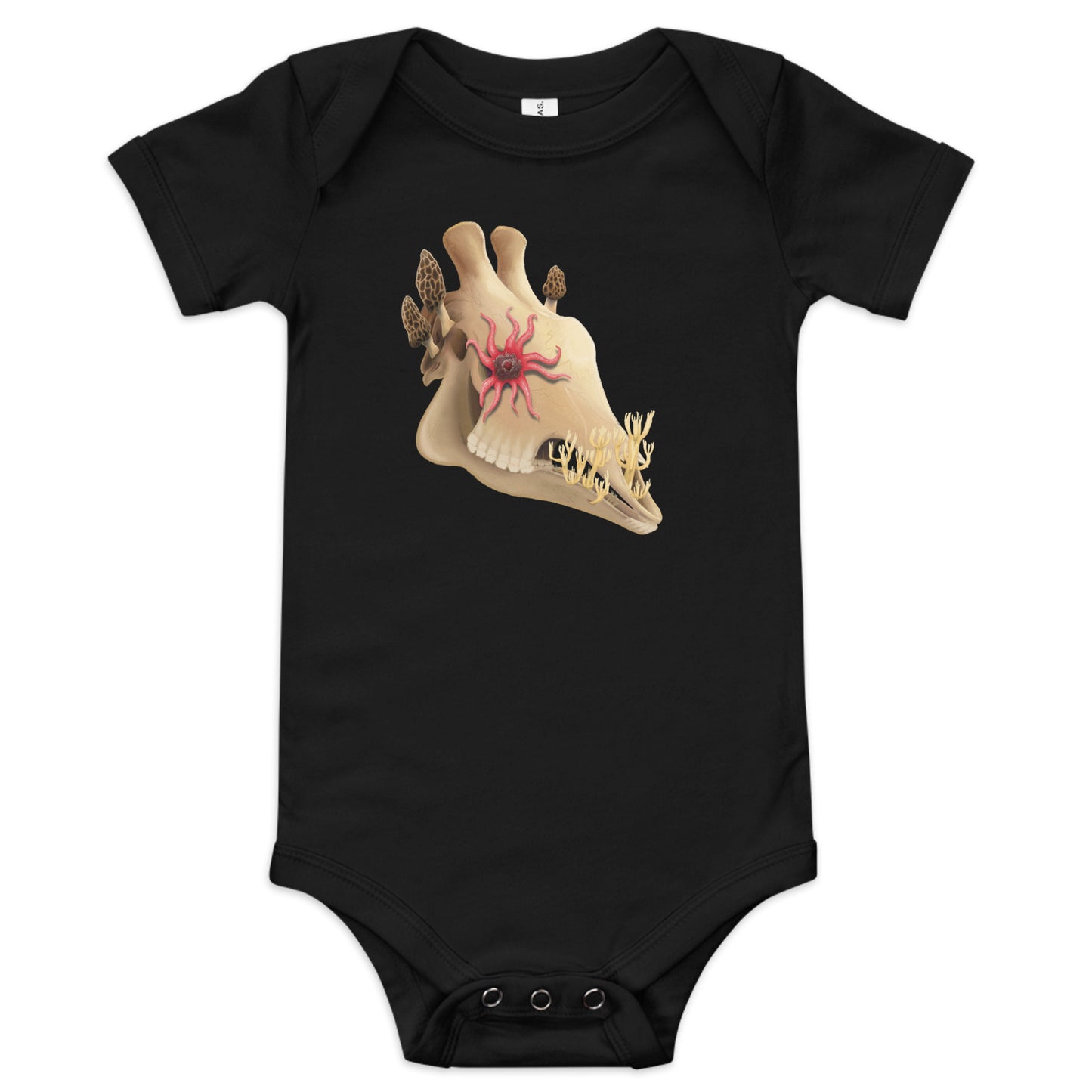 Fungal Giraffe Skull - Baby Short Sleeve Onesie