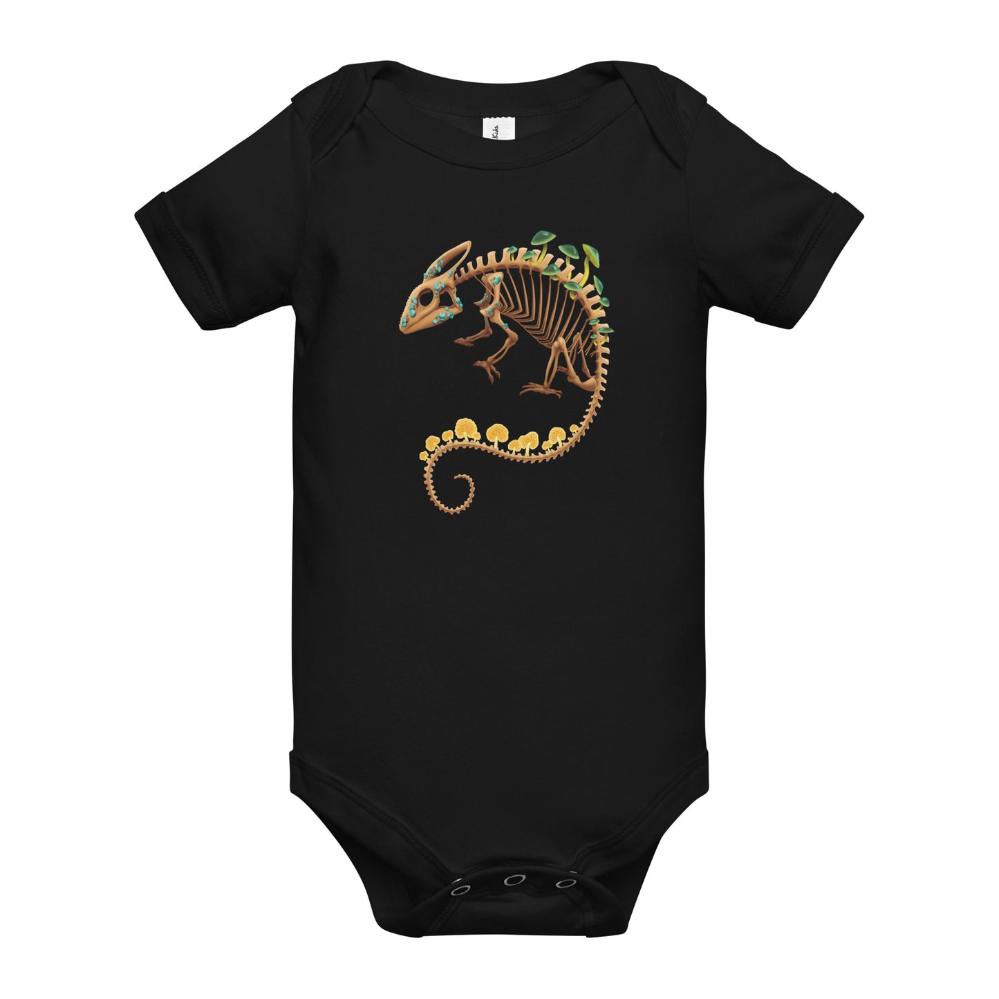 Fungal Chameleon Skeleton - Baby short sleeve one piece