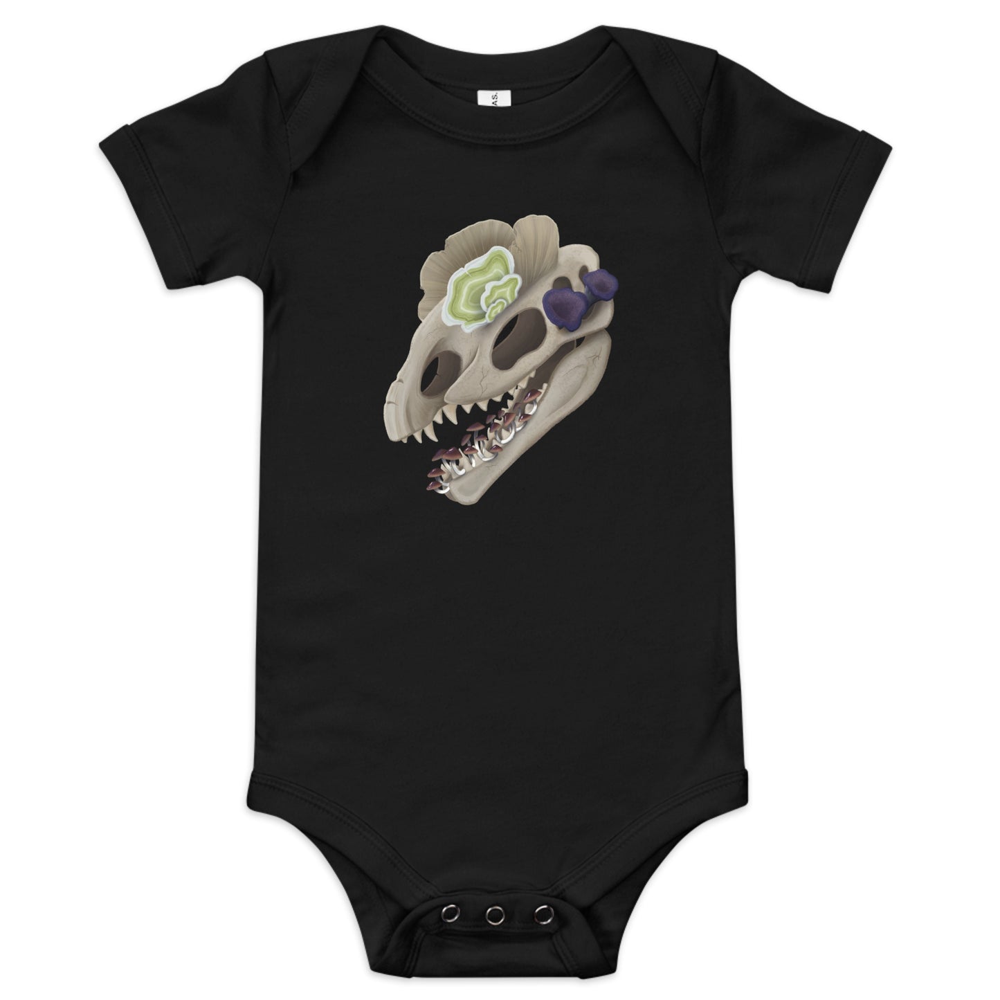 Fungal Dilophosaurus Skull - Unisex Baby Onesie