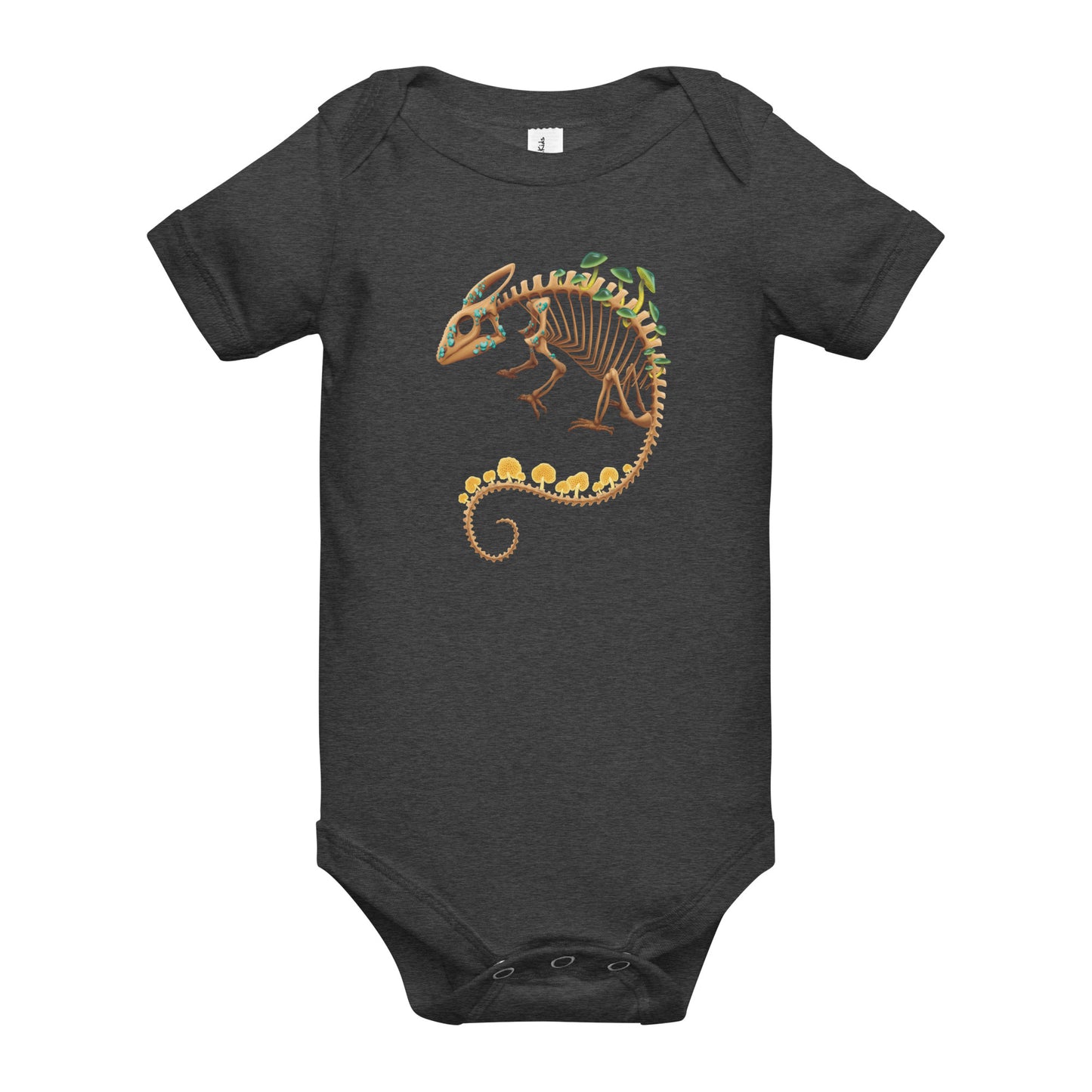 Fungal Chameleon Skeleton - Baby short sleeve one piece