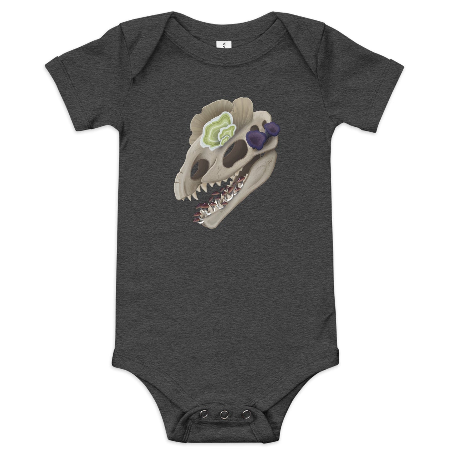 Fungal Dilophosaurus Skull - Unisex Baby Onesie