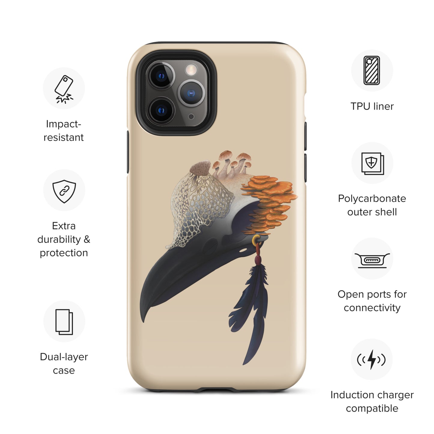 Fungal Crow Skull - Tough Case for iPhone®