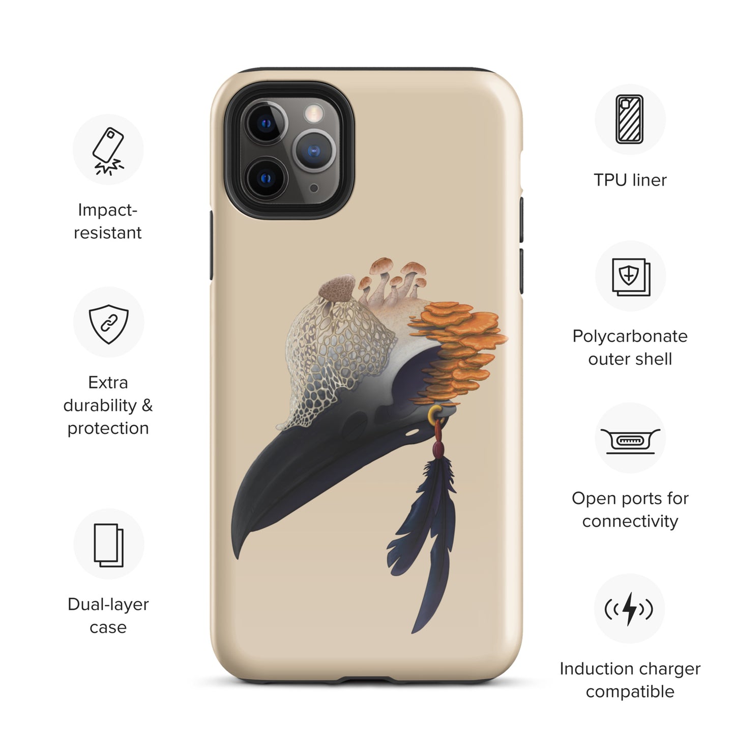 Fungal Crow Skull - Tough Case for iPhone®