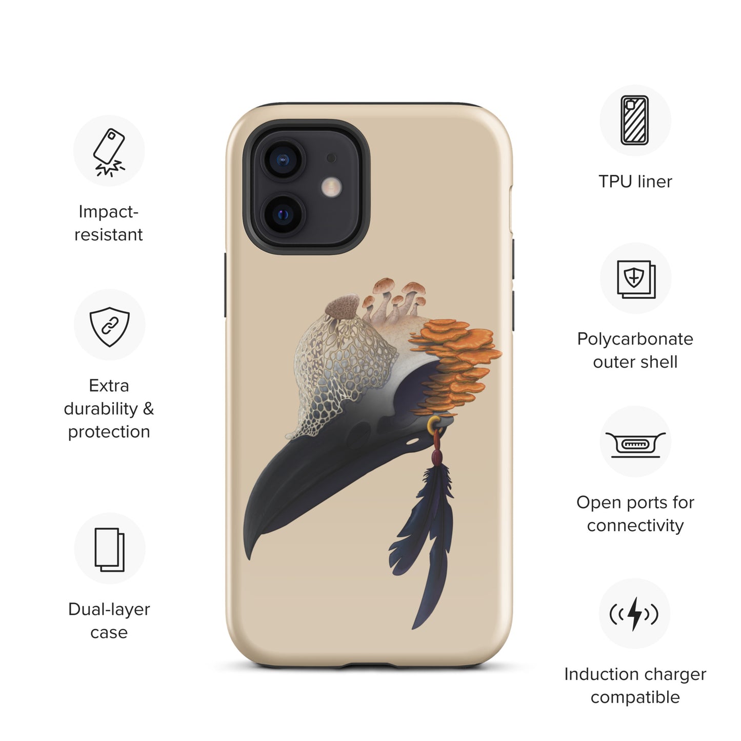 Fungal Crow Skull - Tough Case for iPhone®