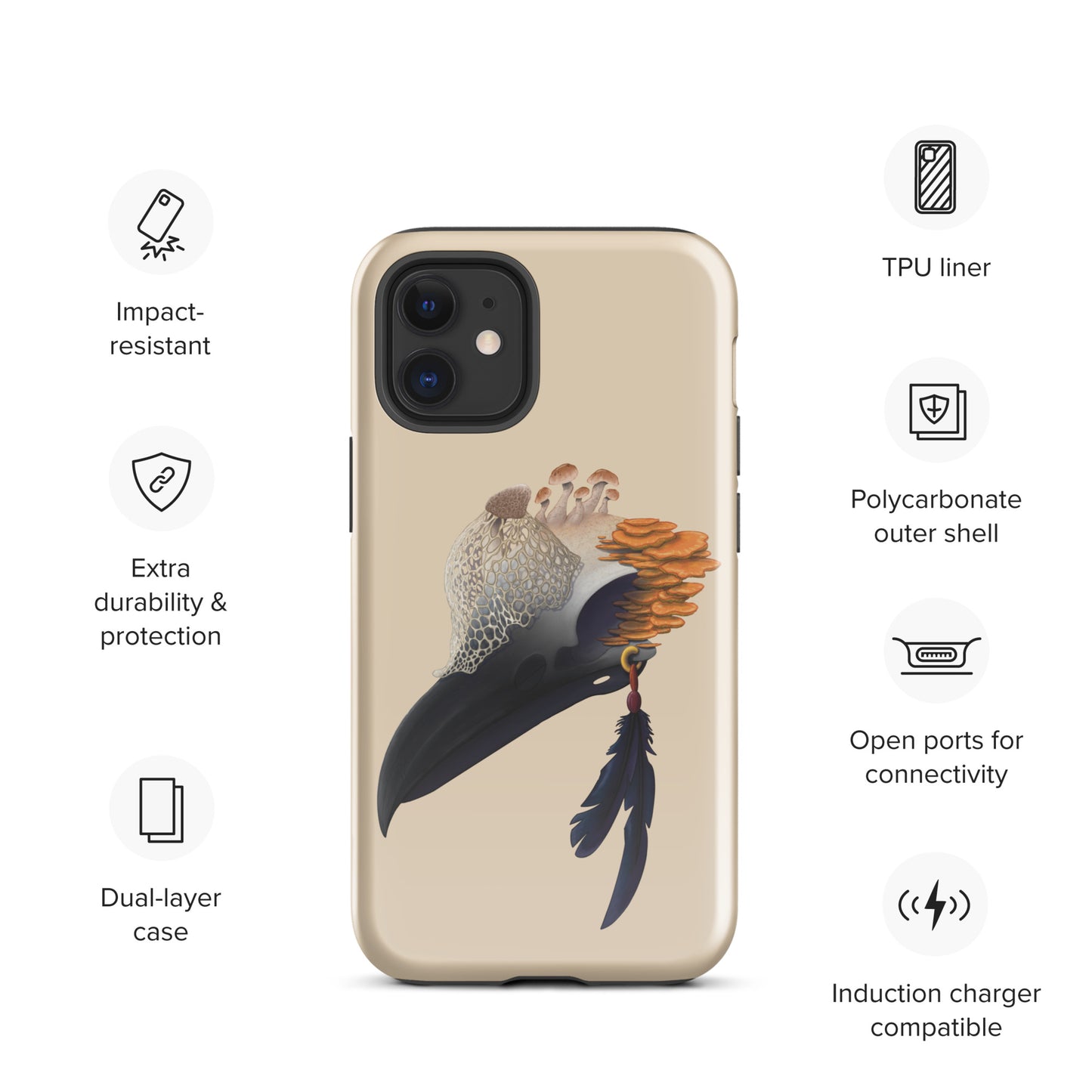 Fungal Crow Skull - Tough Case for iPhone®