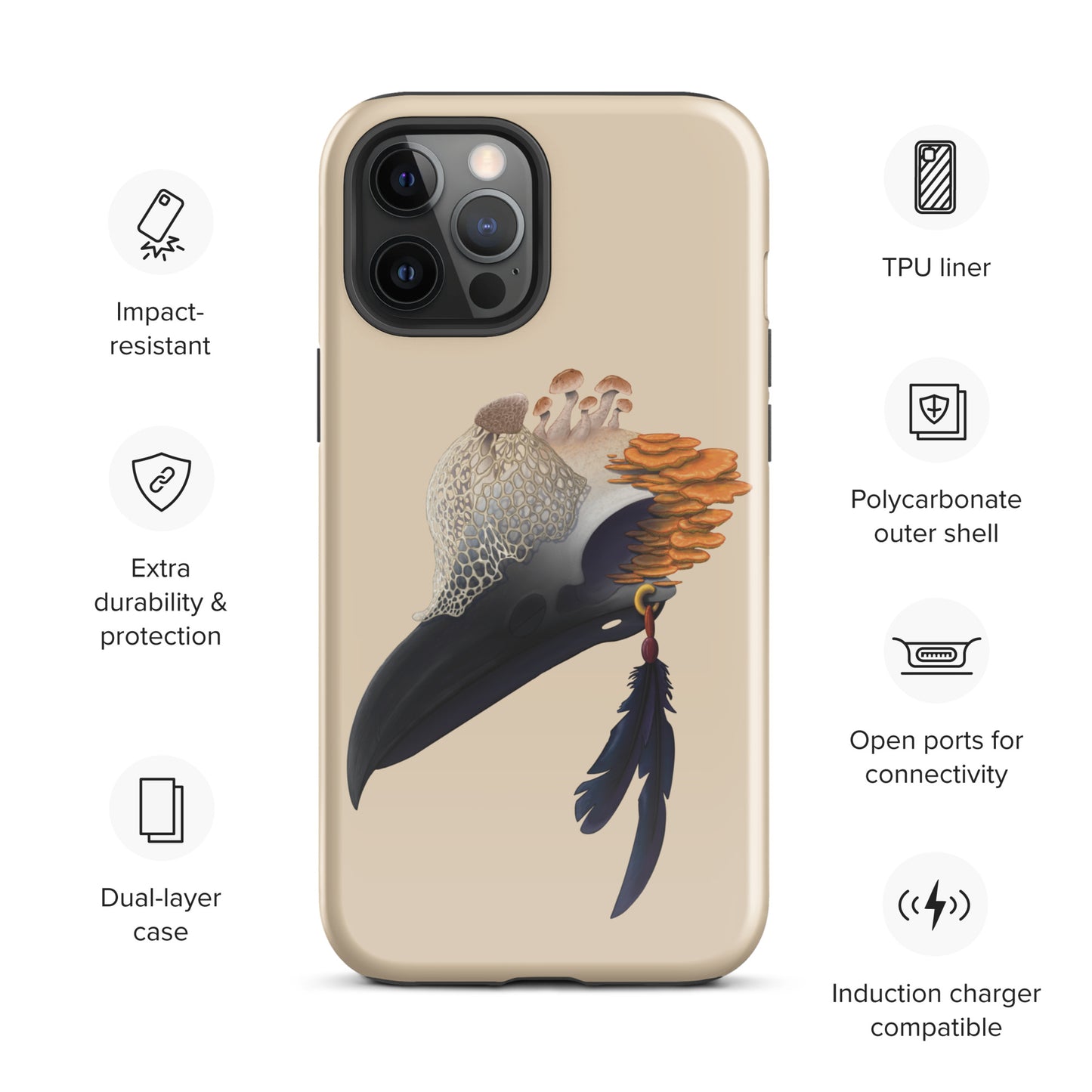 Fungal Crow Skull - Tough Case for iPhone®