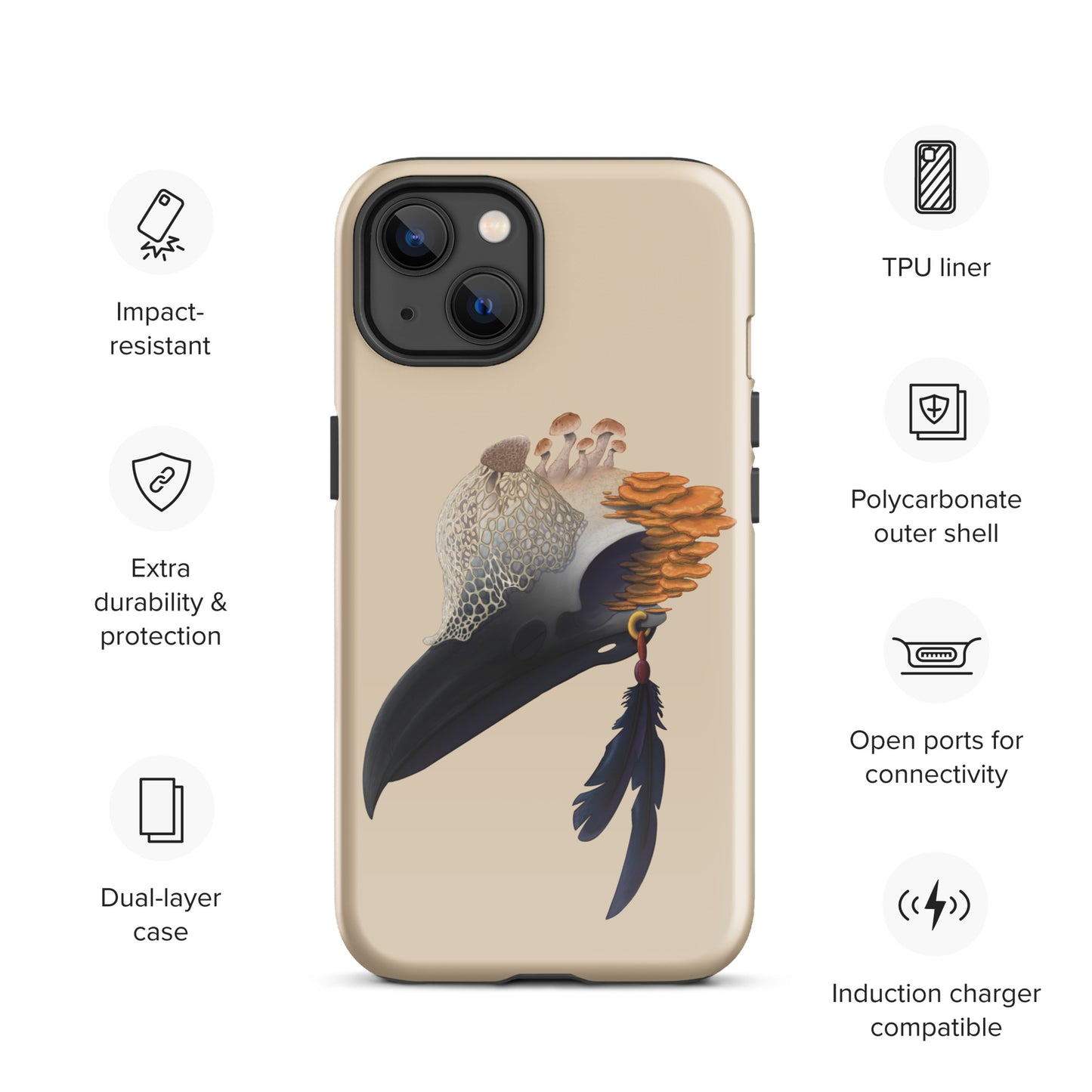 Fungal Crow Skull - Tough Case for iPhone®