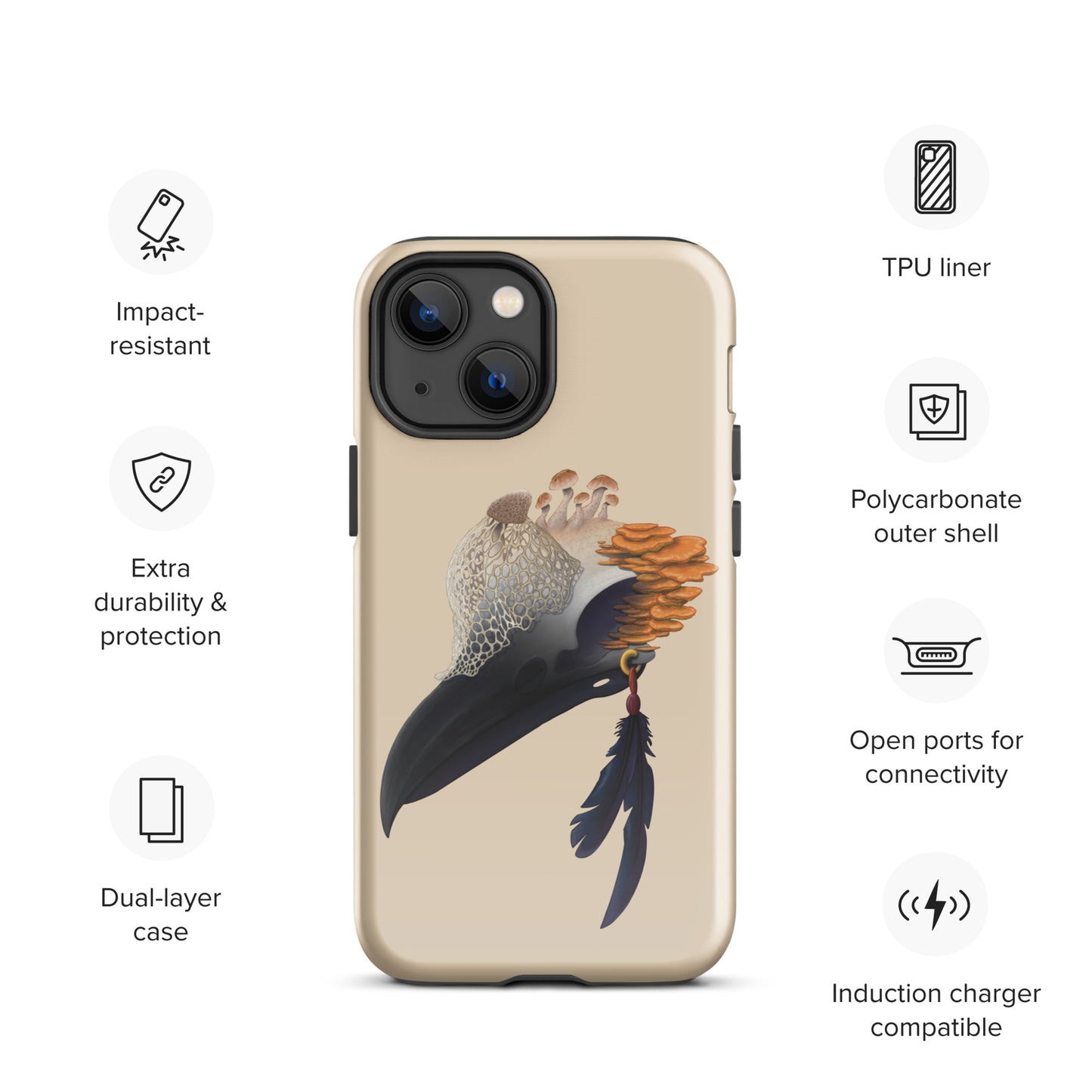 Fungal Crow Skull - Tough Case for iPhone®