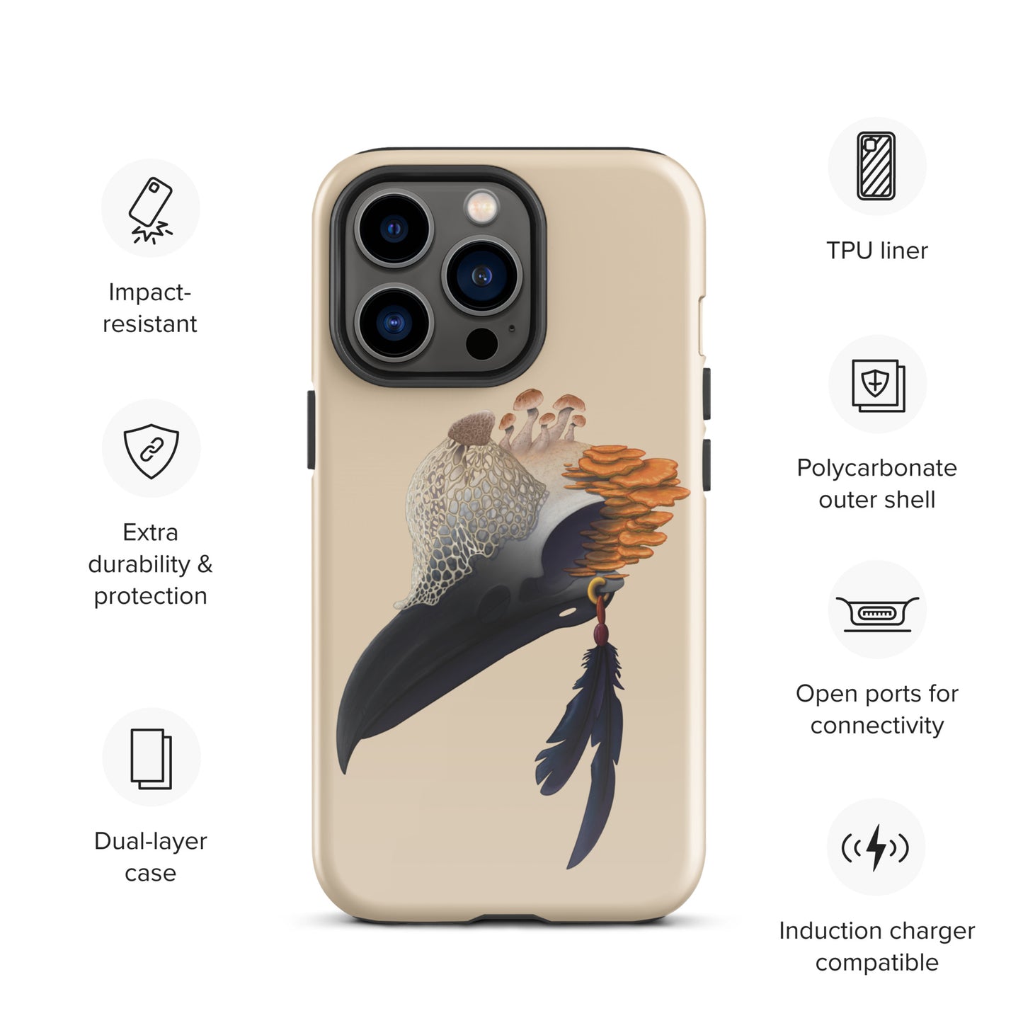 Fungal Crow Skull - Tough Case for iPhone®