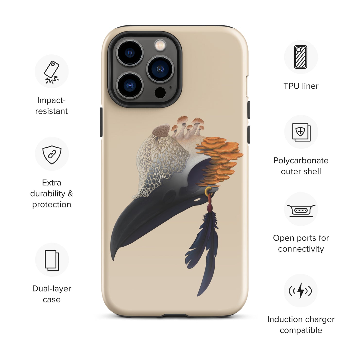 Fungal Crow Skull - Tough Case for iPhone®