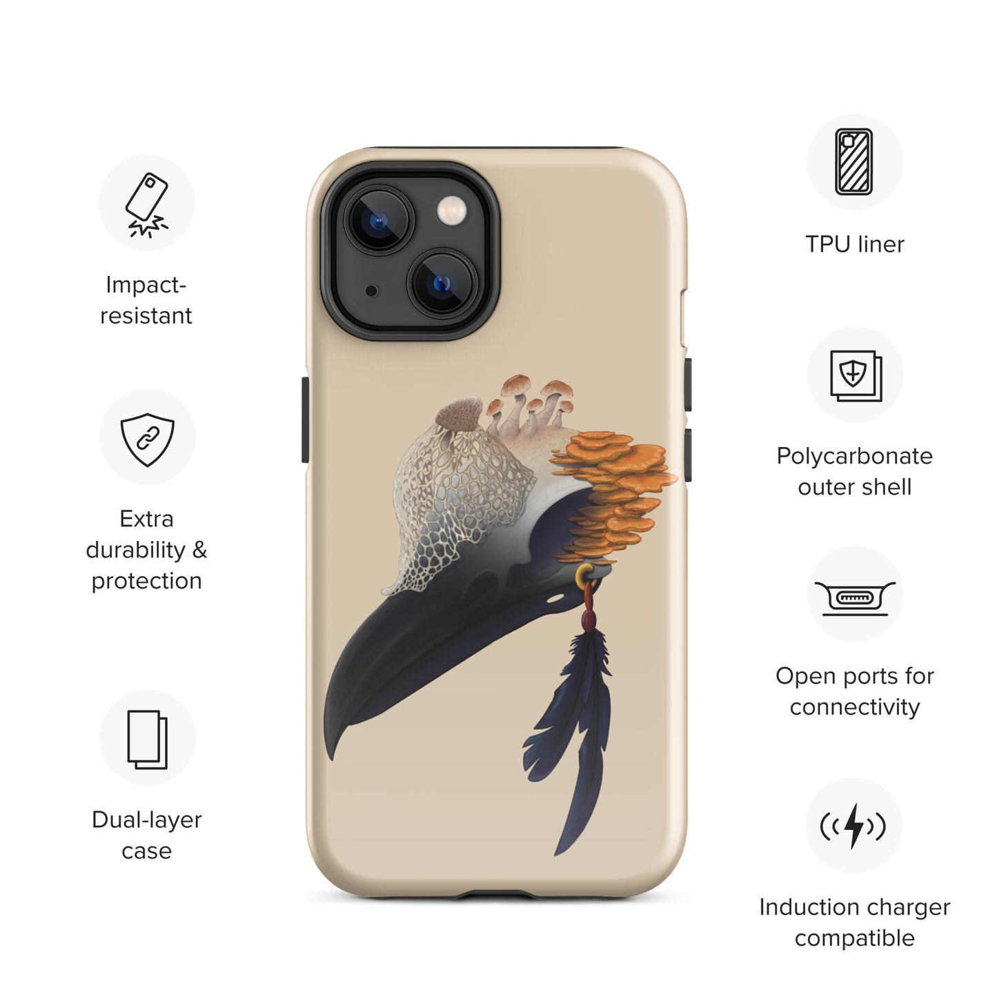 Fungal Crow Skull - Tough Case for iPhone®