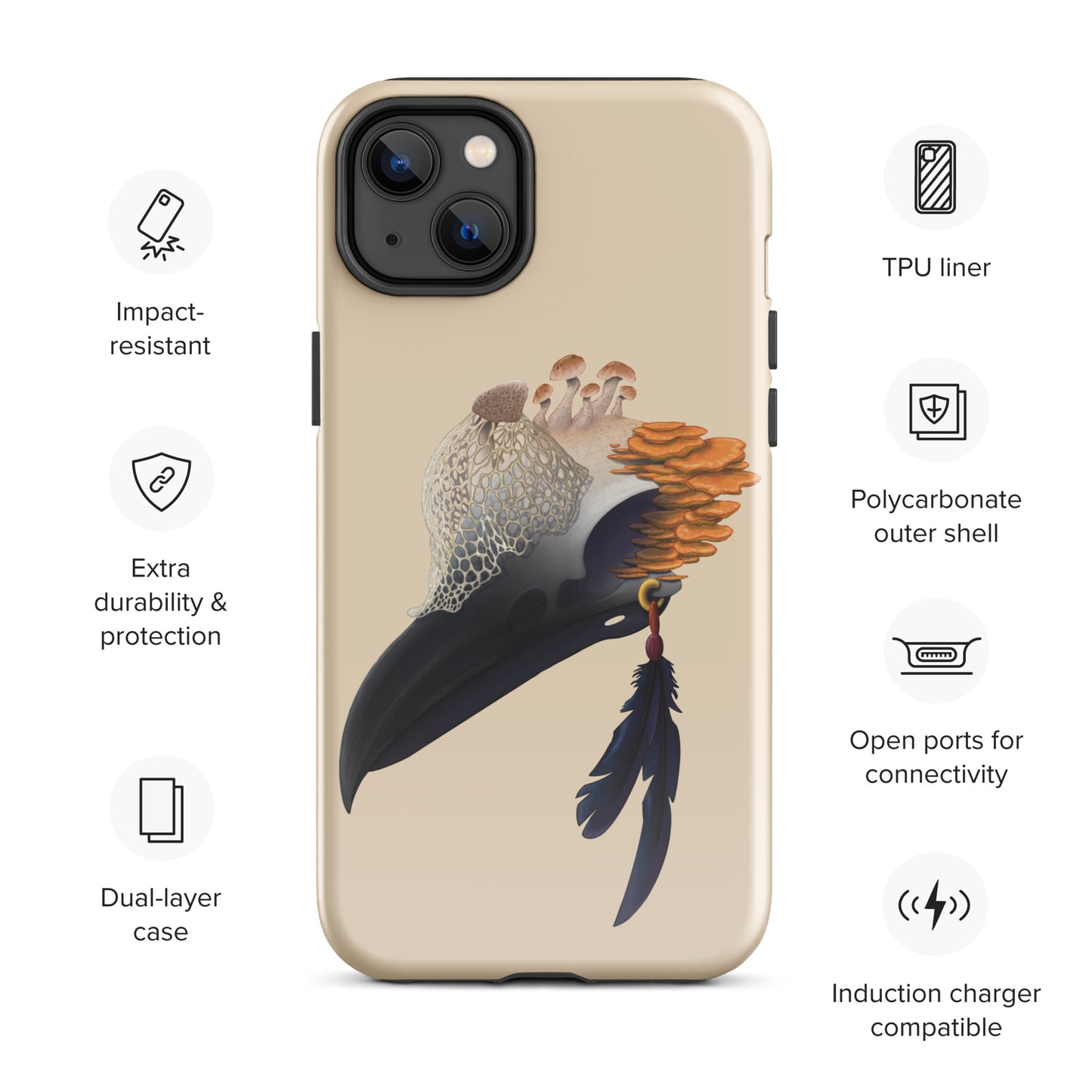 Fungal Crow Skull - Tough Case for iPhone®