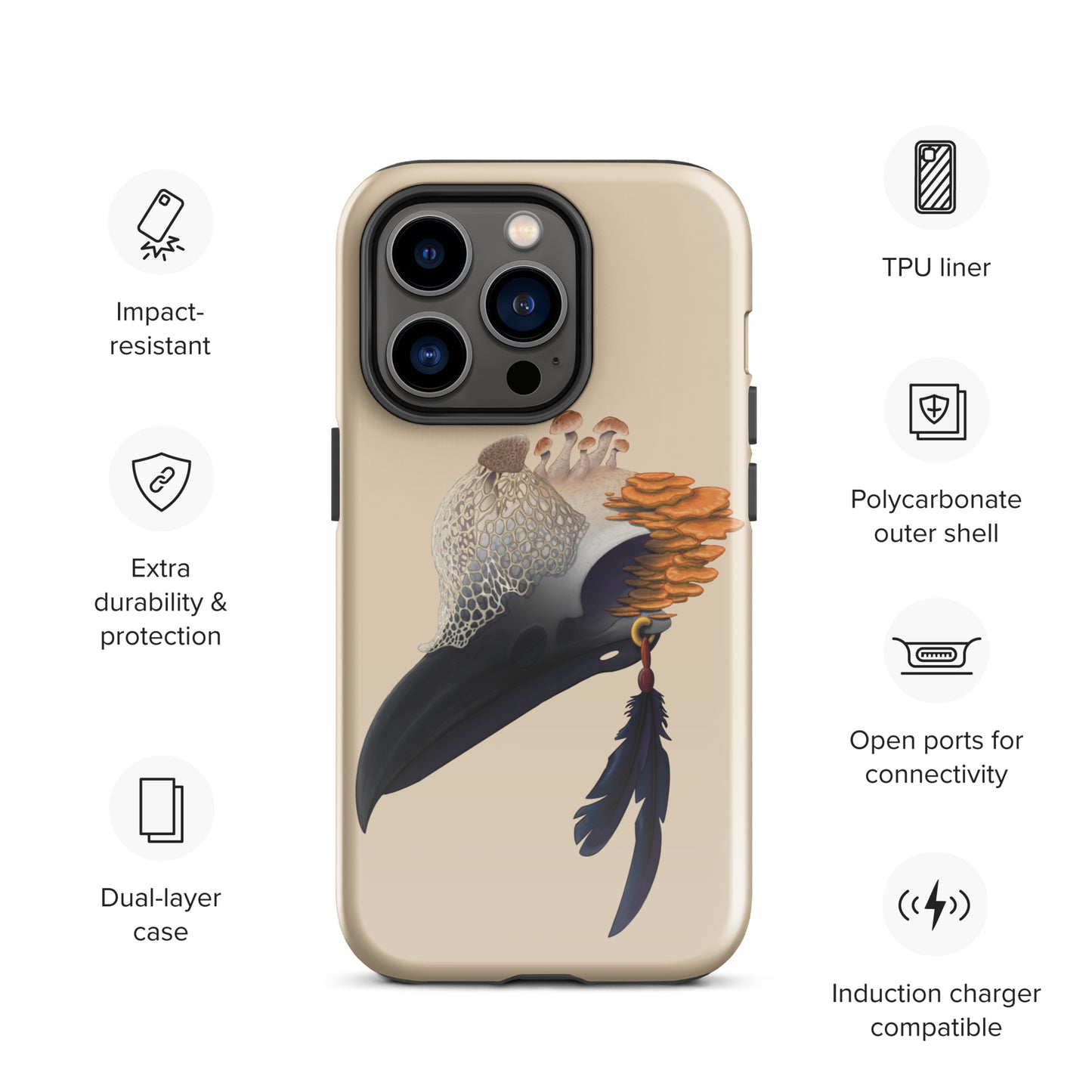 Fungal Crow Skull - Tough Case for iPhone®