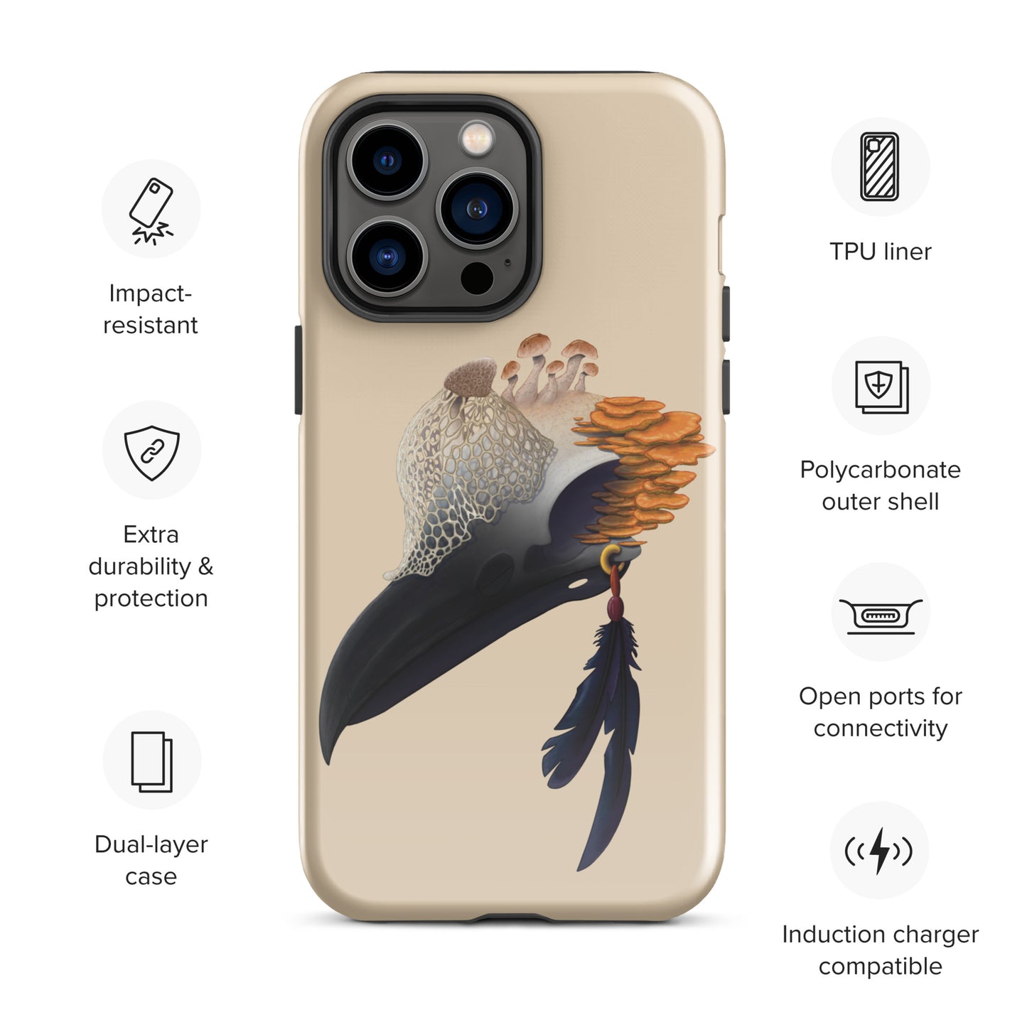 Fungal Crow Skull - Tough Case for iPhone®