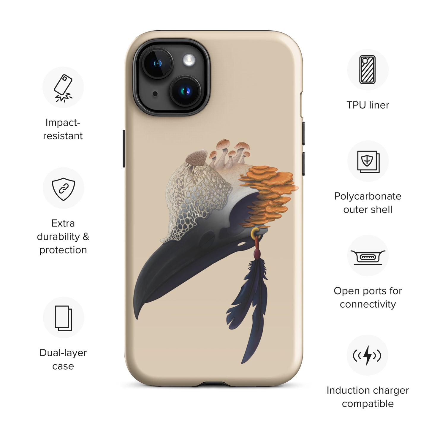 Fungal Crow Skull - Tough Case for iPhone®