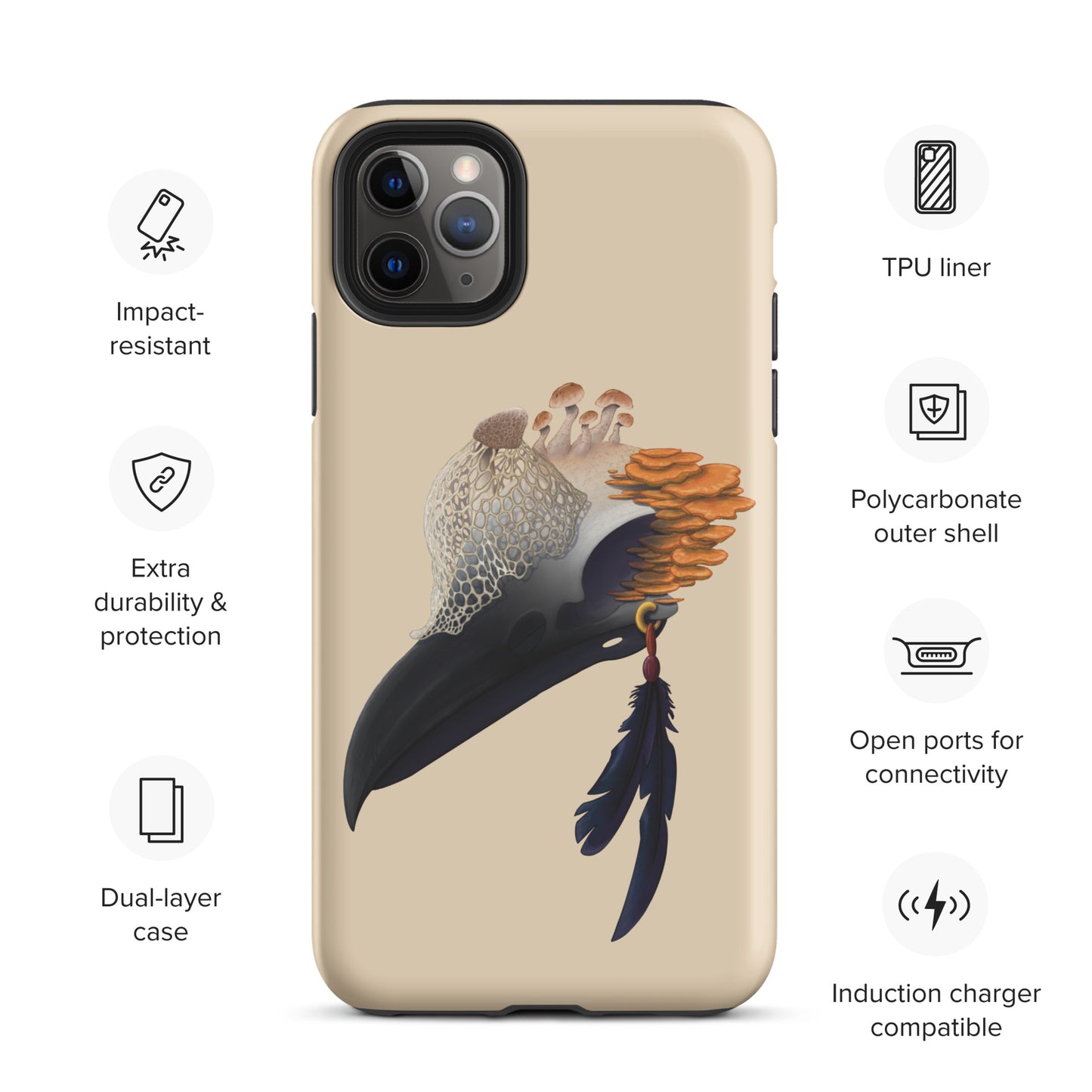 Fungal Crow Skull - Tough Case for iPhone®