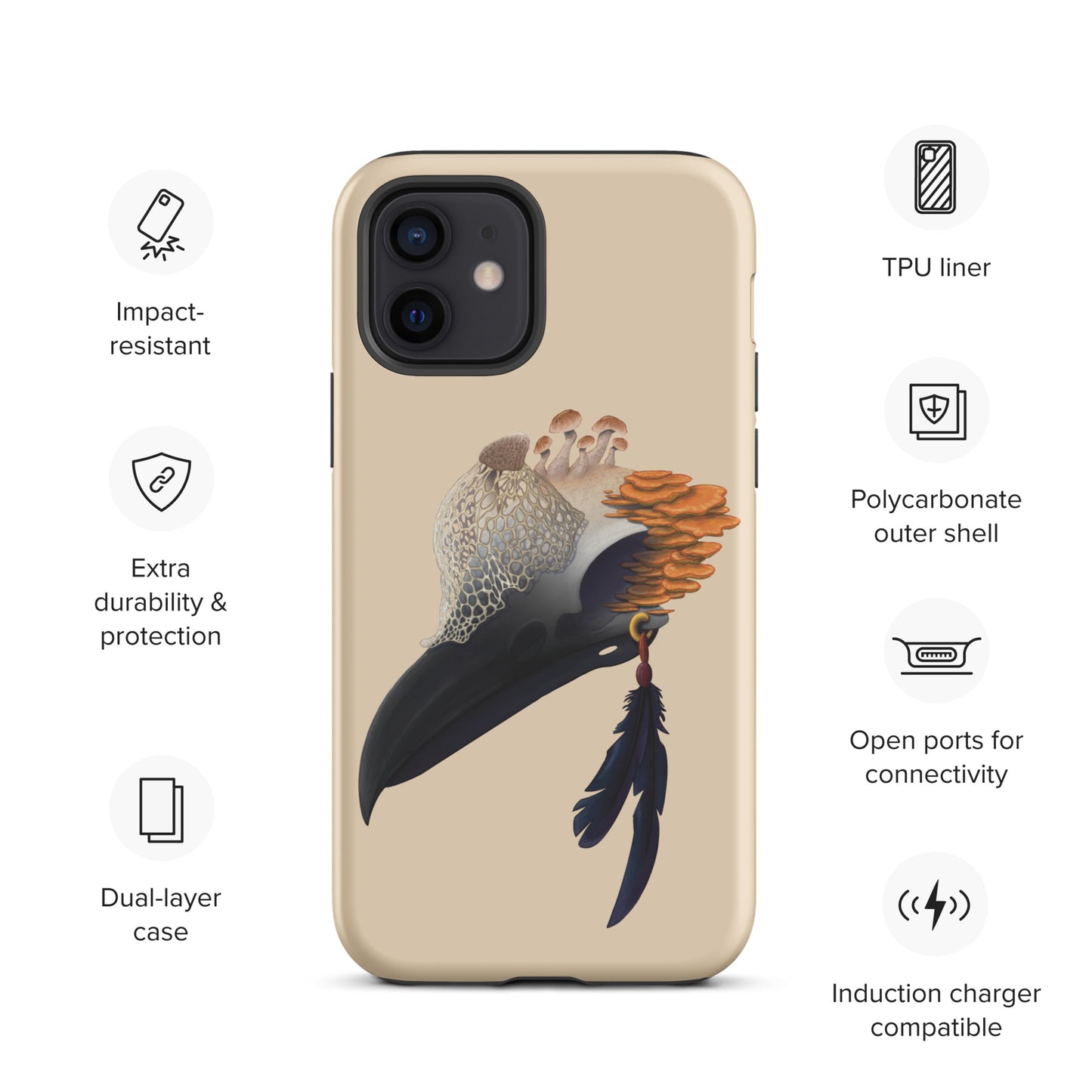 Fungal Crow Skull - Tough Case for iPhone®