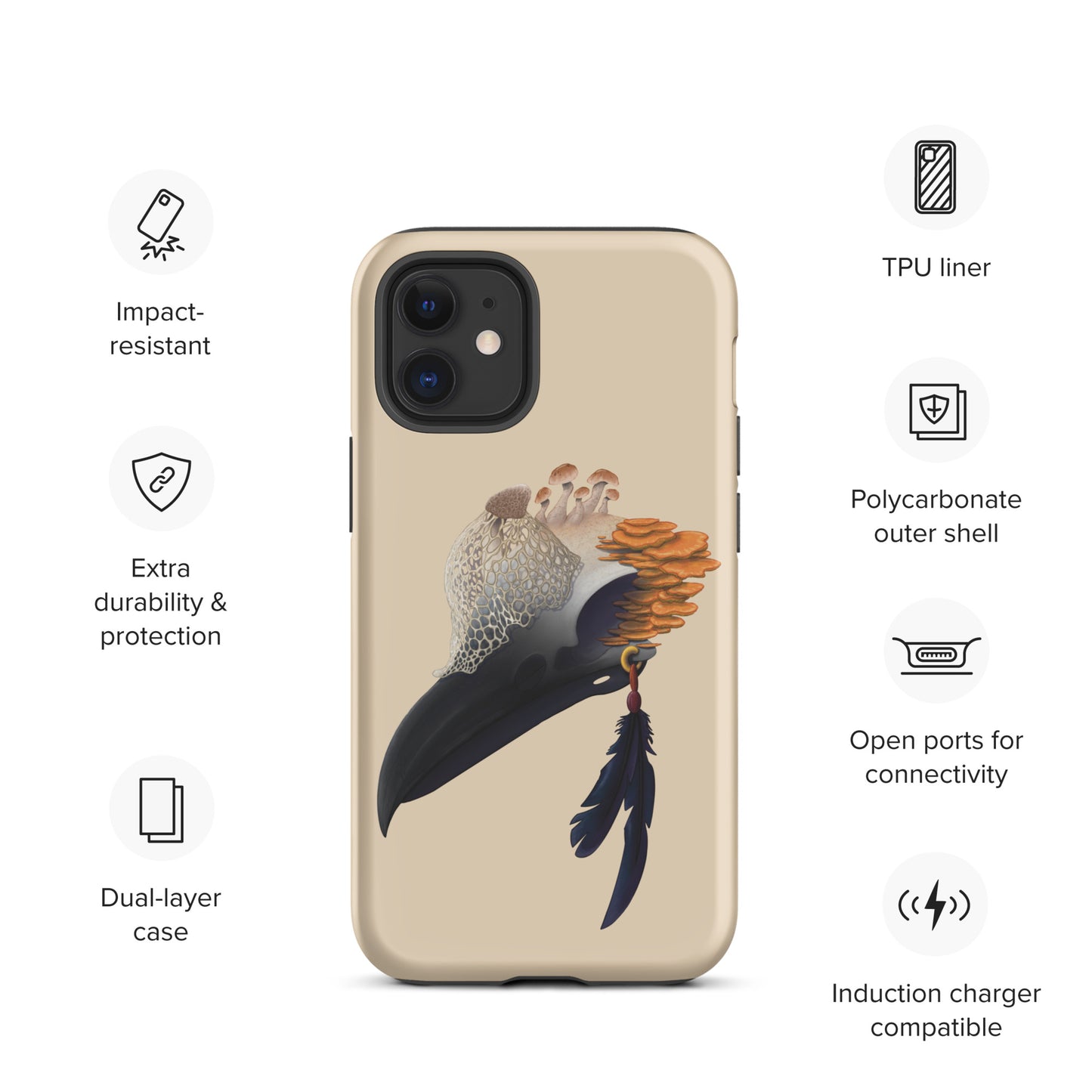 Fungal Crow Skull - Tough Case for iPhone®