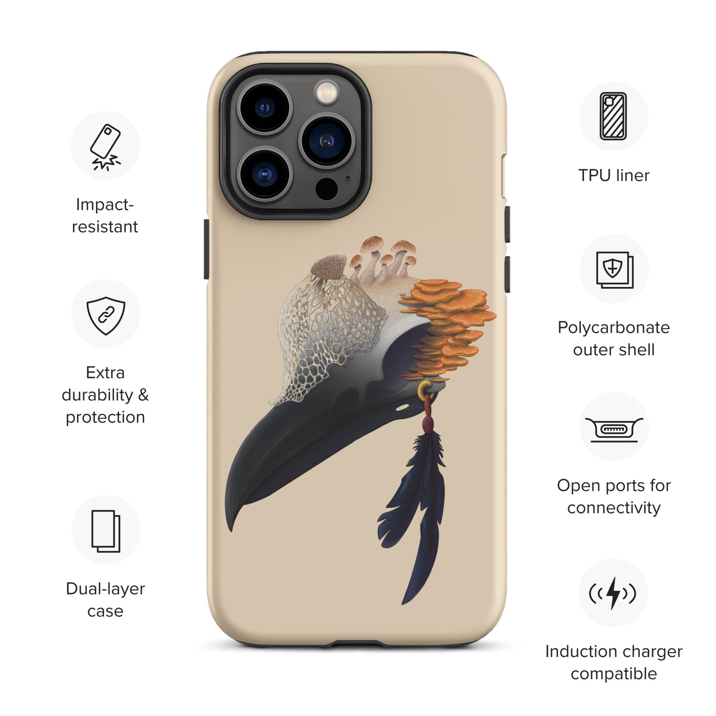 Fungal Crow Skull - Tough Case for iPhone®