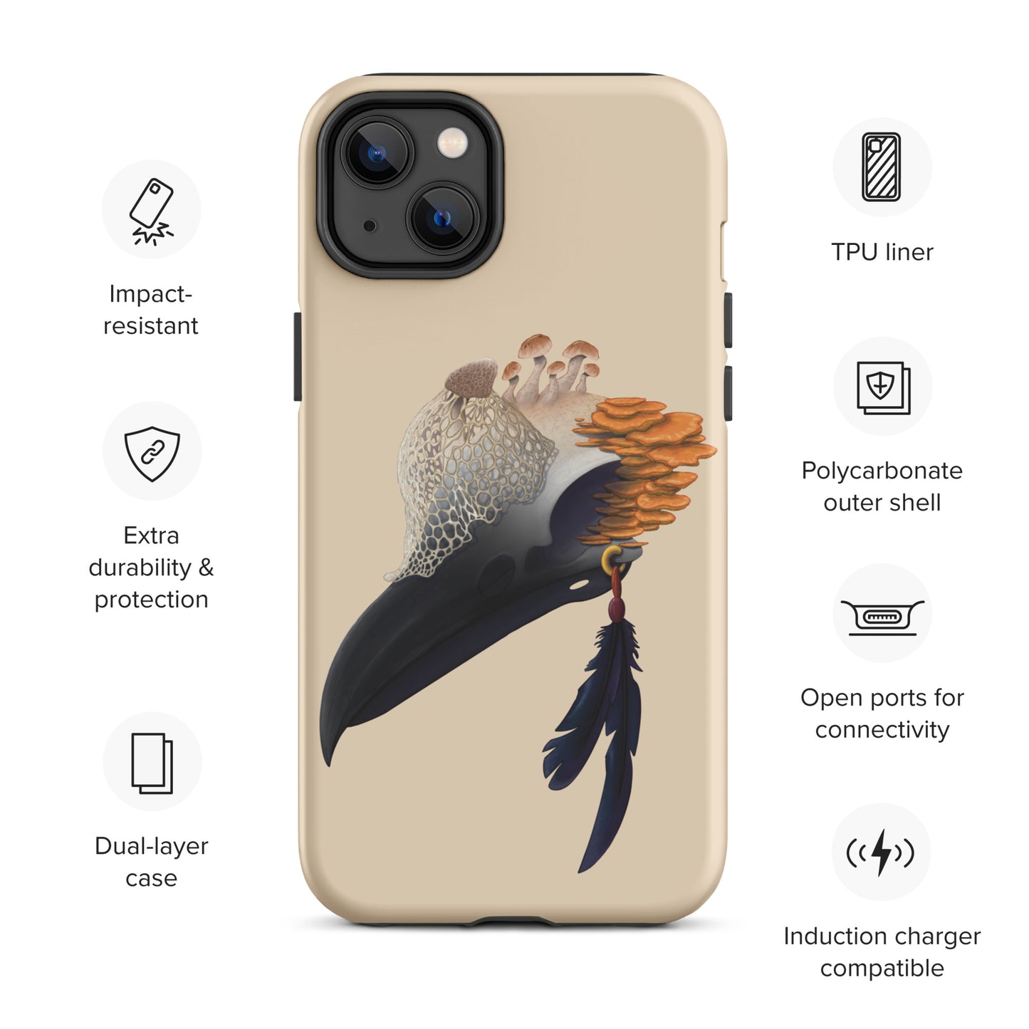 Fungal Crow Skull - Tough Case for iPhone®