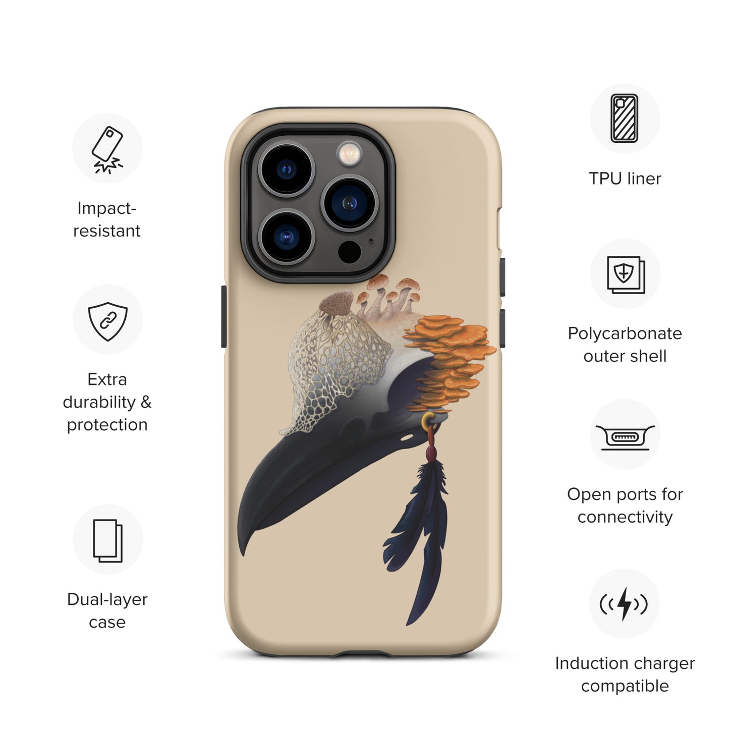 Fungal Crow Skull - Tough Case for iPhone®