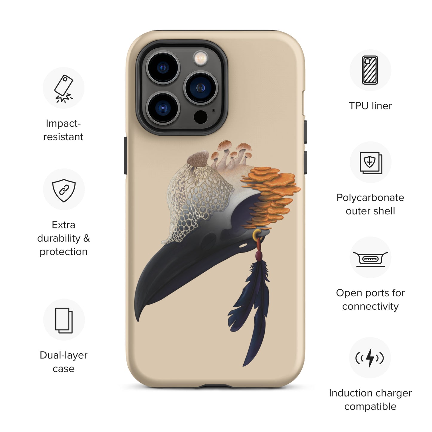 Fungal Crow Skull - Tough Case for iPhone®